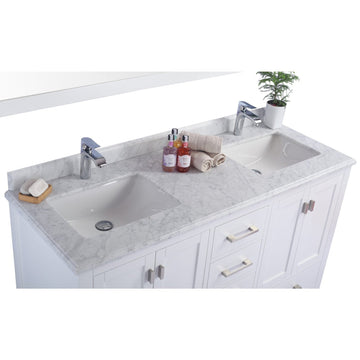 Laviva Wilson 60" White Double Sink Bathroom Vanity with White Carrara Marble Countertop 313ANG-60W-WC