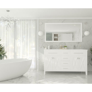 Laviva Wimbledon 60" White Double Sink Bathroom Vanity with Matte White VIVA Stone Solid Surface Countertop 313YG319-60W-MW