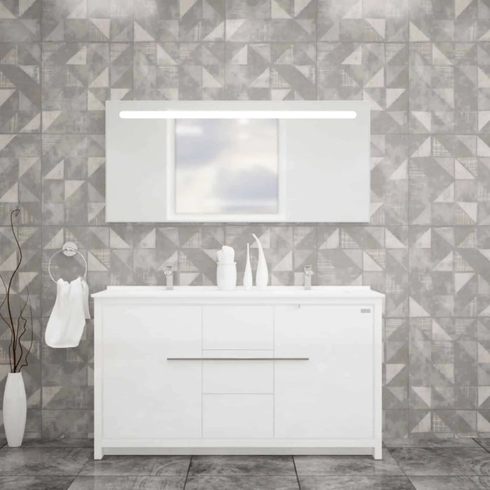 Casa Mare Alessio  Glossy White Acrylic Bathroom Vanity (Alessio152GW-60-MSC-S)