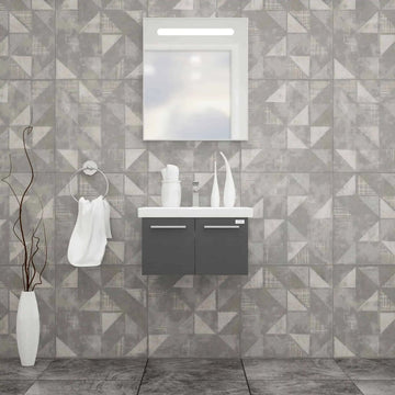 Casa Mare Aspe  Glossy Gray Ceramic Bathroom Vanity (Aspe80GG-32-MSC-S)