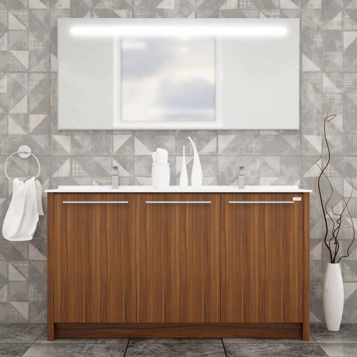 Casa Mare Benna  Matte Walnut Acrylic Bathroom Vanity (Benna160MW-63-MSC-S)