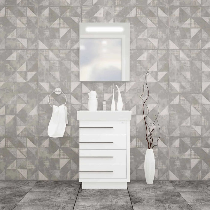 Casa Mare Domenico  Glossy White Ceramic Bathroom Vanity (Domenico80GW-32-MSC-S)