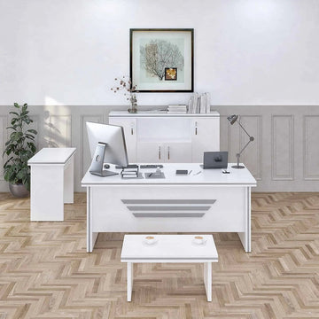 Casa Mare NEWSTAR  Modern Home & Office Furniture Desk White & Metallic Gray (NEWSTAR-71W-S)