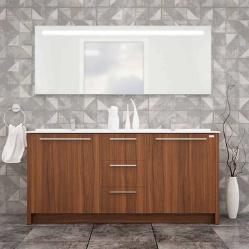 Casa Mare Nona 71″ Matte Walnut Acrylic Bathroom Vanity (Nona180MW-70-MSC-S)