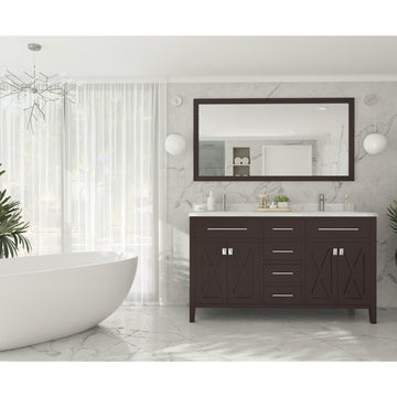 Laviva Wimbledon 60" Brown Double Sink Bathroom Vanity with White Carrara Marble Countertop 313YG319-60B-WC