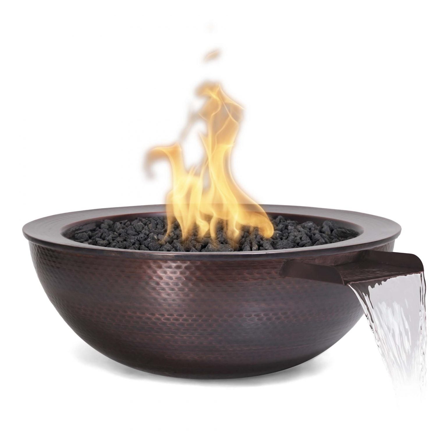 The Outdoor Plus 27" Sedona Hammered Copper Fire and Water Bowl-OPT-27RCPRFW