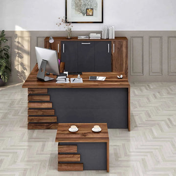 Casa Mare ATLAS  Modern Home & Office Furniture Desk Brown & Black (ATLAS-71LBG-L-S)