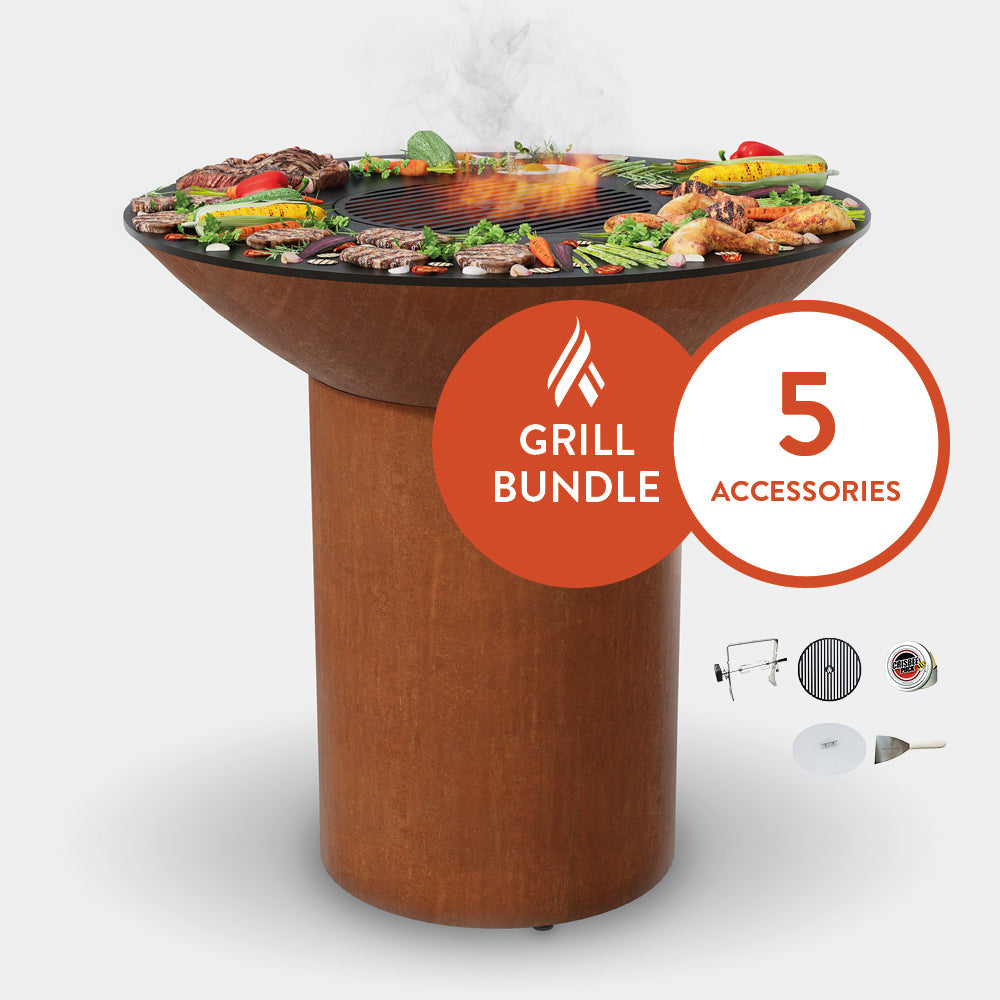 ARTEFLAME Classic 40" Grill With A High Round Base Home Chef Bundle With 5 Grilling Accessories I C40HRB-M