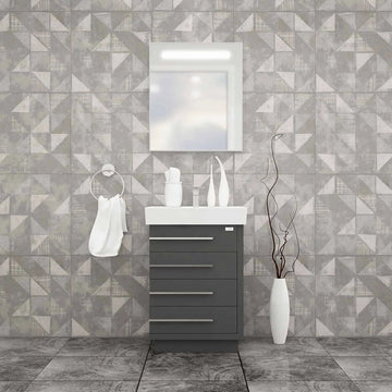 Casa Mare Domenico  Glossy Grey Ceramic Bathroom Vanity (Domenico80GG-32-MSC-S)