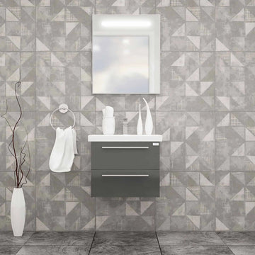 Casa Mare Elke  Glossy Gray Ceramic Bathroom Vanity (Elke80GG-32-MSC-S)
