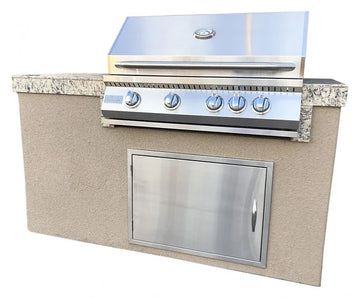 KoKoMo The 5' Maldives BBQ Island with Built In 4 Burner BBQ Grill and Access Door