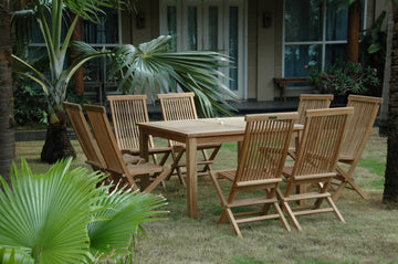 Anderson Teak Windsor Classic Chair 9-Pieces Folding Dining Set (Set-104B)