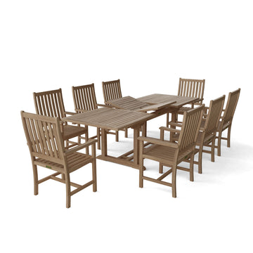 Anderson Teak Bahama Wilshire Armchair 9-Pieces Extension Dining Set (Set-112A)