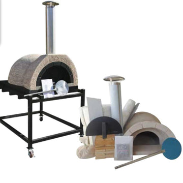 WPPO DIY Tuscany Wood Fired Oven Kit, Includes Stainless Steel Flue & Black Door (50Dx39Wx25H) - WDIY-ADFUN