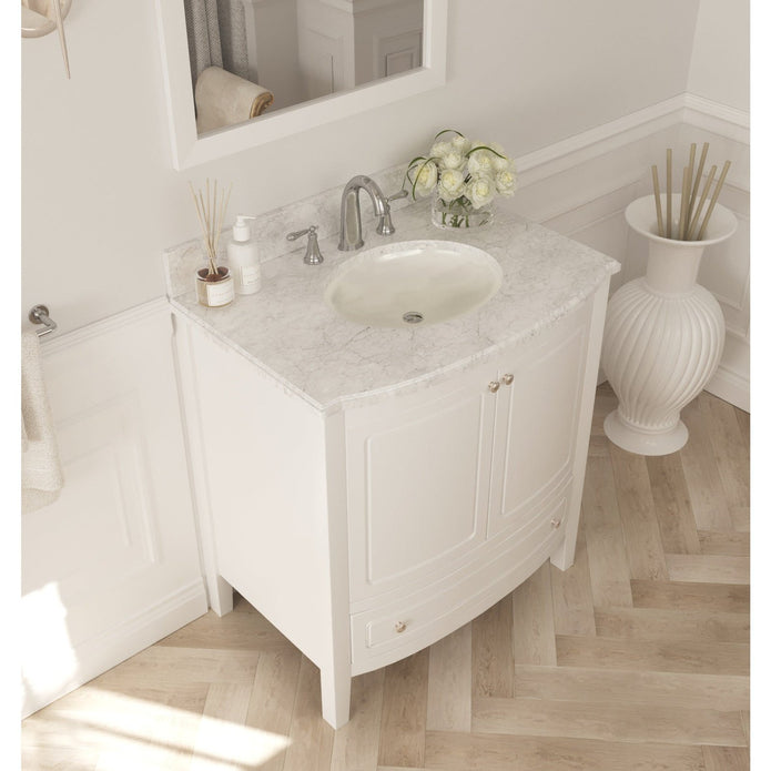 Laviva Estella 32" White Bathroom Vanity with White Carrara Marble Countertop 3130709-32W-WC