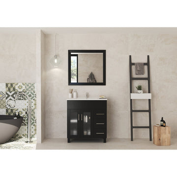 Laviva Nova 32" Espresso Bathroom Vanity with White Ceramic Basin Countertop 31321529-32E-CB