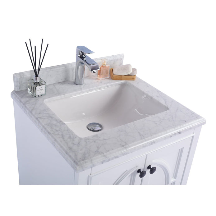 Laviva Odyssey 24" White Bathroom Vanity with White Carrara Marble Countertop 313613-24W-WC