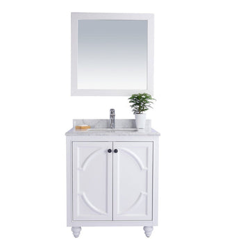 Laviva Odyssey 30" White Bathroom Vanity with White Carrara Marble Countertop 313613-30W-WC