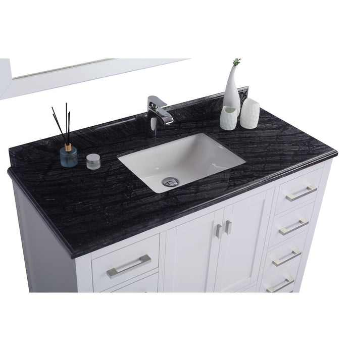 Laviva Wilson 48" White Bathroom Vanity with Black Wood Marble Countertop 313ANG-48W-BW