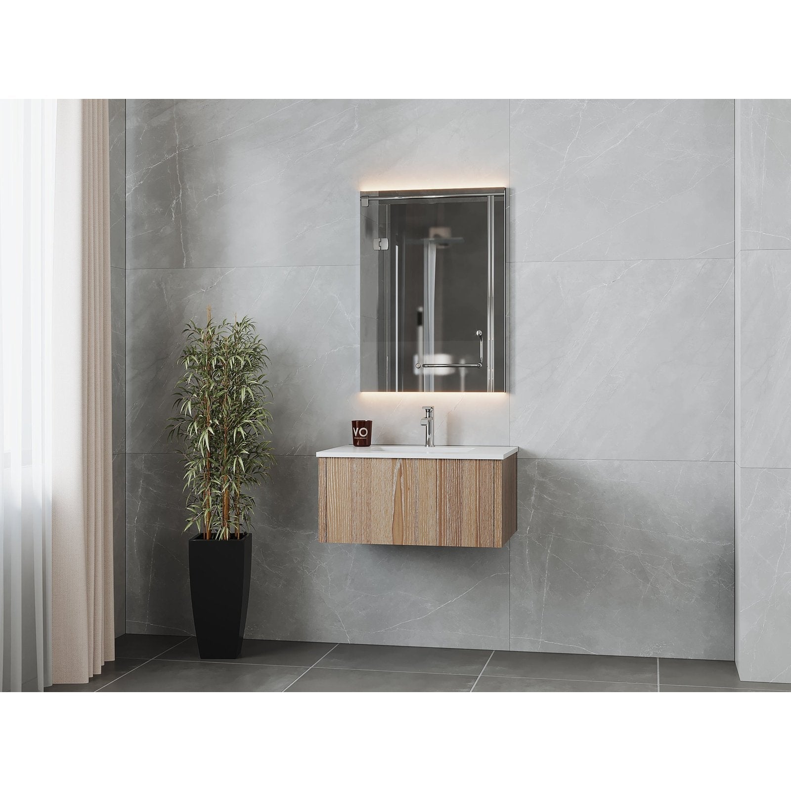 Laviva Legno 30" Weathered Grey Bathroom Vanity with Matte White VIVA Stone Solid Surface Countertop 313LGN-30WG-MW