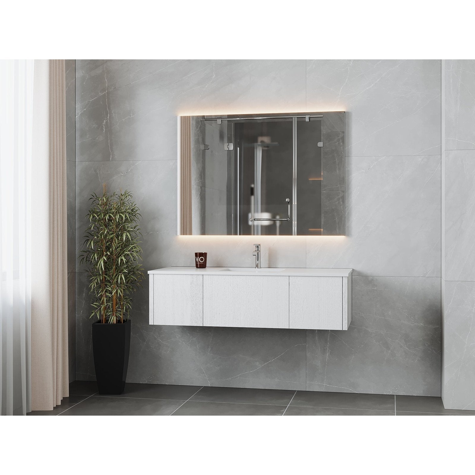 Laviva Legno 54" Alabaster White Bathroom Vanity with Matte White VIVA Stone Solid Surface Countertop 313LGN-54AW-MW