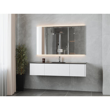 Laviva Legno 66" Alabaster White Bathroom Vanity with Matte White VIVA Stone Solid Surface Countertop 313LGN-66AW-MW