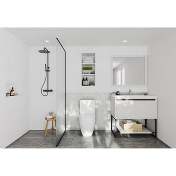 Laviva Alto 36" White Bathroom Vanity with Matte White VIVA Stone Solid Surface Countertop 313SMR-36W-MW