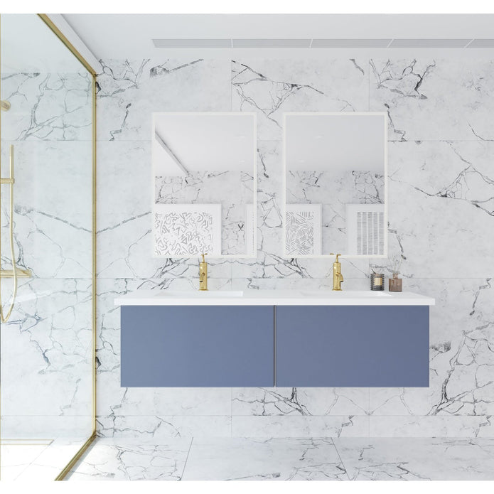 Laviva Vitri 60" Nautical Blue Double Sink Bathroom Vanity with VIVA Stone Matte White Solid Surface Countertop 313VTR-60DNB-MW