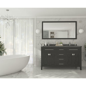 Laviva Wimbledon 60" Espresso Double Sink Bathroom Vanity with Black Wood Marble Countertop 313YG319-60E-BW
