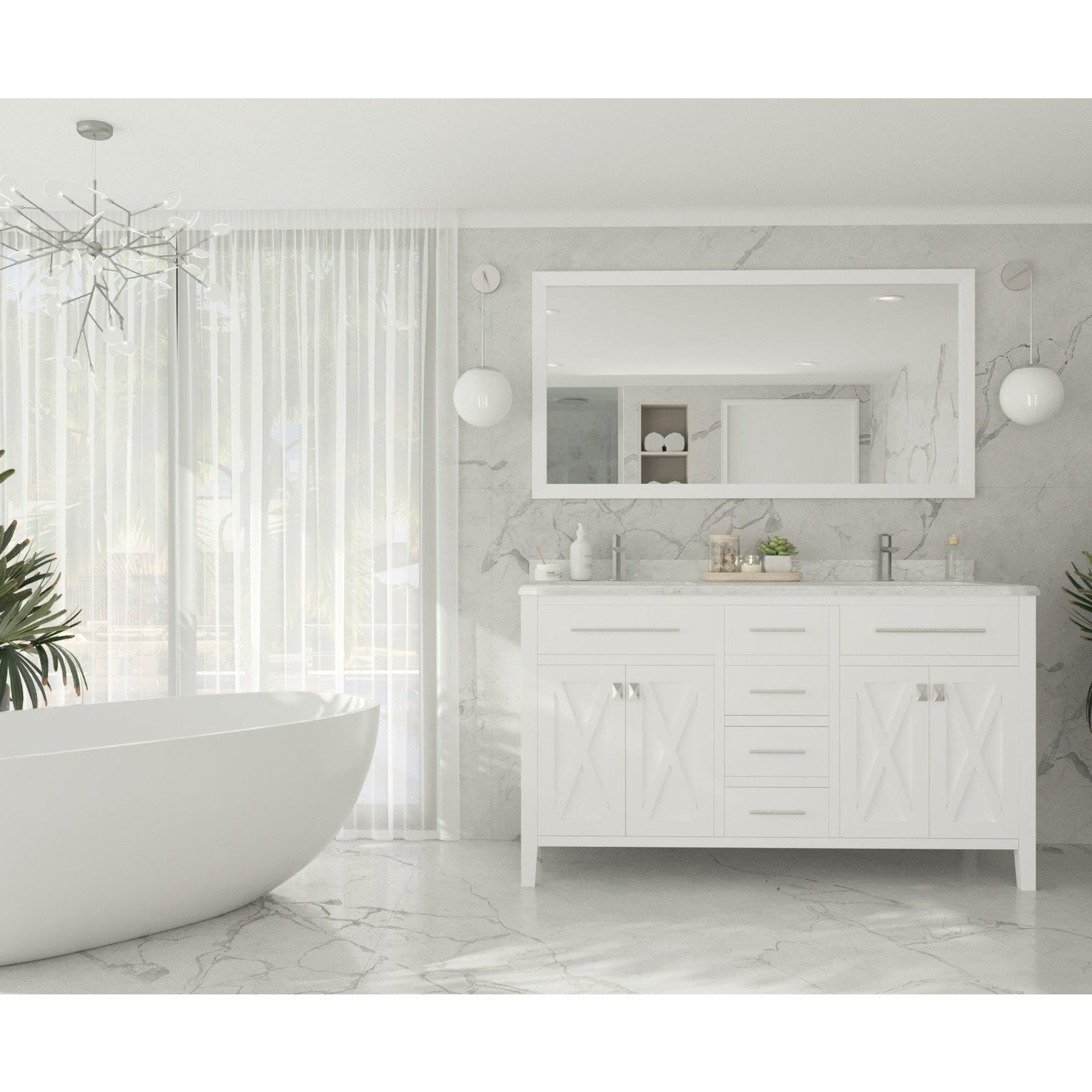 Laviva Wimbledon 60" White Double Sink Bathroom Vanity Cabinet 313YG319-60W
