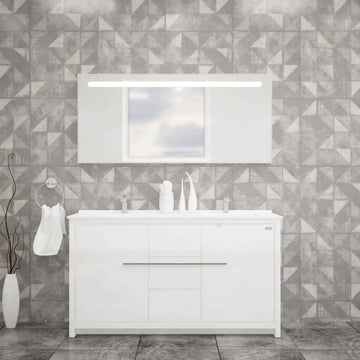 Casa Mare Alessio 60″ Glossy White Acrylic Bathroom Vanity (Alessio152GW-60-MSC-S)