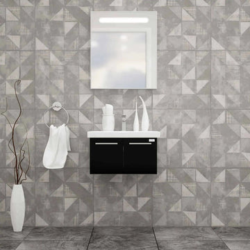 Casa Mare Aspe 24″ Glossy Black Ceramic Bathroom Vanity (Aspe60GB-24-MSC-S)