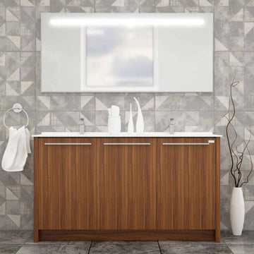 Casa Mare Benna 63″ Matte Walnut Acrylic Bathroom Vanity (Benna160MW-63-MSC-S)