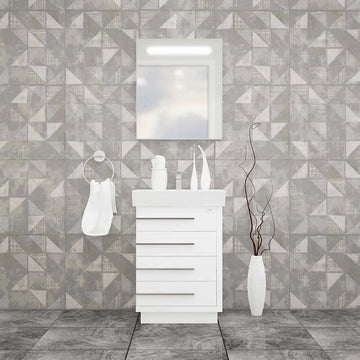 Casa Mare Domenico 32″ Glossy White Ceramic Bathroom Vanity (Domenico80GW-32-MSC-S)