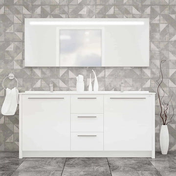 Casa Mare Nona 60″ Glossy White Acrylic Bathroom Vanity (Nona152GW-60-MSC-S)