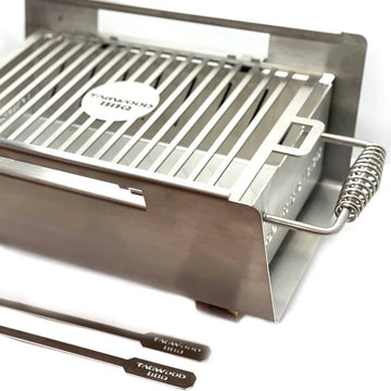 Tagwood BBQ Table Top Warming Brazier | Stainless steel and Acacia wood | BBQ07SS