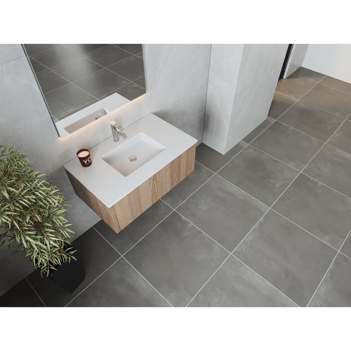 Laviva Legno 36" Weathered Grey Bathroom Vanity with Matte White VIVA Stone Solid Surface Countertop 313LGN-36WG-MW