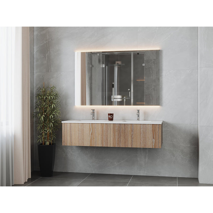 Laviva Legno 60" Weathered Grey Double Sink Bathroom Vanity with Matte White VIVA Stone Solid Surface Countertop 313LGN-60DWG-MW