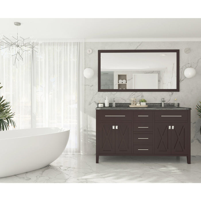 Laviva Wimbledon 60" Brown Double Sink Bathroom Vanity with Black Wood Marble Countertop 313YG319-60B-BW