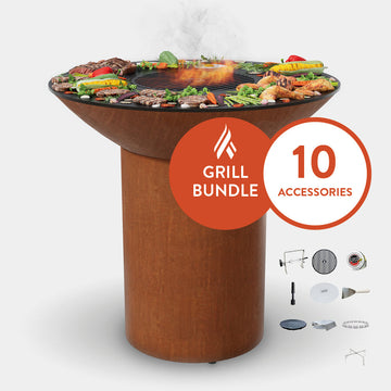 ARTEFLAME Classic 40" Grill With A High Round Base Home Chef Max Bundle With 10 Grilling Accessories I C40HRB-L