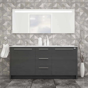 Casa Mare Nona 71″ Glossy Grey Acrylic Bathroom Vanity (Nona180GG-70-MSC-S)