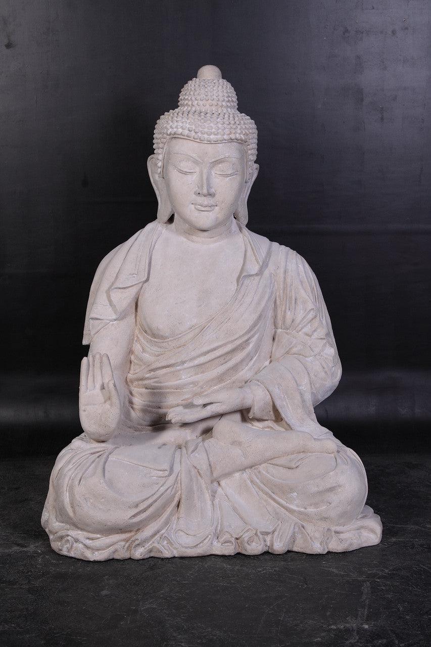 AFD Home Enlightened Seated Buddha 4 ft in Aged Stone Finish 10567588