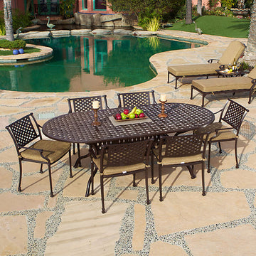 AFD Home Savannah Outdoor Aluminum Oval Dining Table Set of 7 (KIT) 11232245