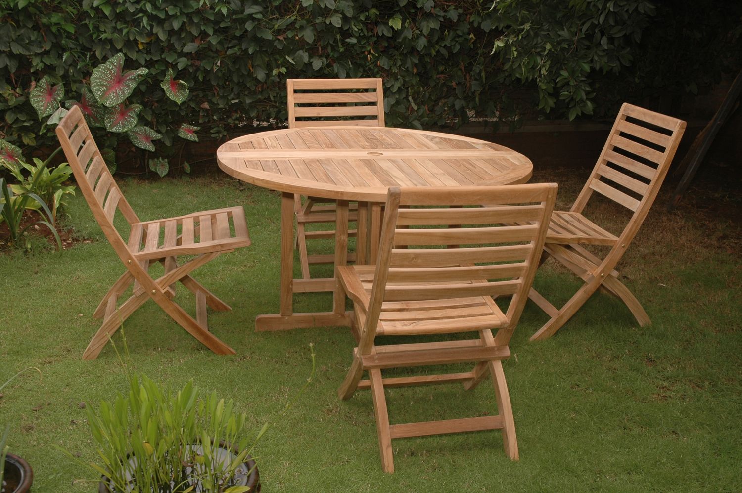 Anderson Teak Andrew Butterfly Folding 5-pieces Dining Set (Set-35)