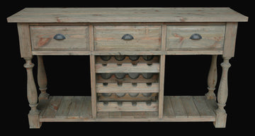 AFD Home Farmhouse Console with Wine Rack in All Natural Finish 12005381