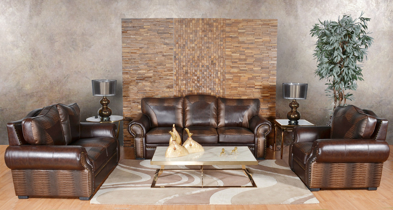 AFD Home Botswana Croc and Leather Sofa Set of 3 (KIT) 12013140