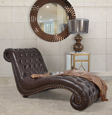 AFD Home Botswana Dark Brown Micro Leather Chaise 12016451