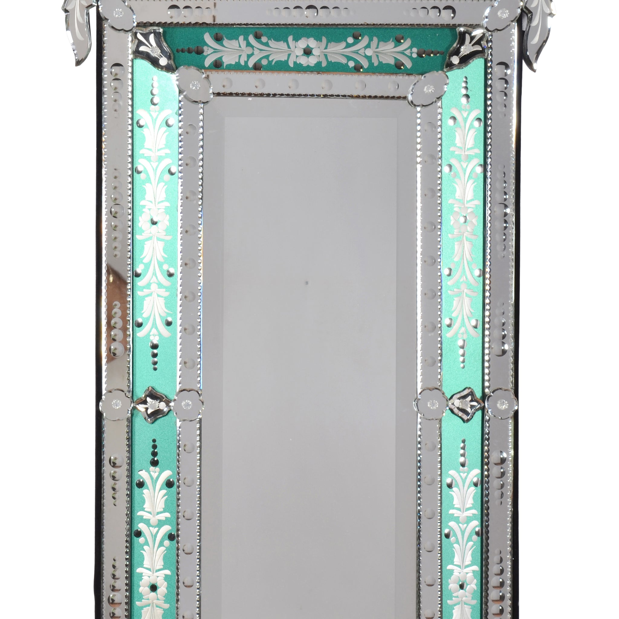 AFD Home Striking Venetian Style Mirror With Seafoam Border 47.24" Tall 12016468
