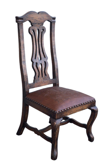 AFD Home Juliana Carved Leather Side Chair 12017445