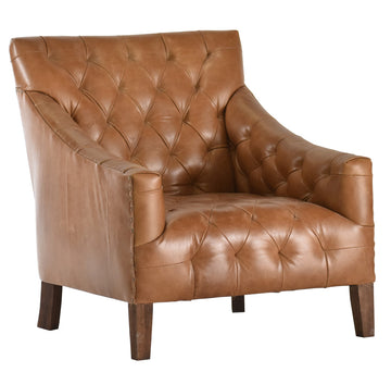 AFD Home Micah Tufted Brown Leather Causal Chair 12020885